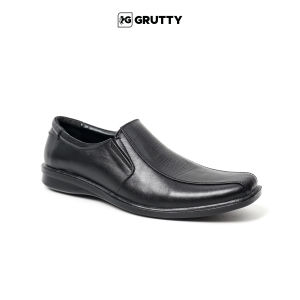 Sepatu Pria Kulit Pantofel Formal Kerja Kantor Model Slip On Warna Hitam Grutty DC007