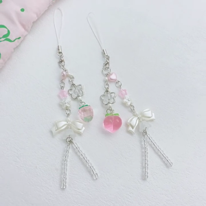 2 Pack Handmade Peach Phone Lanyard Offers Both Decorative and Practical Functions Perfect for Daily Commutes and Travel