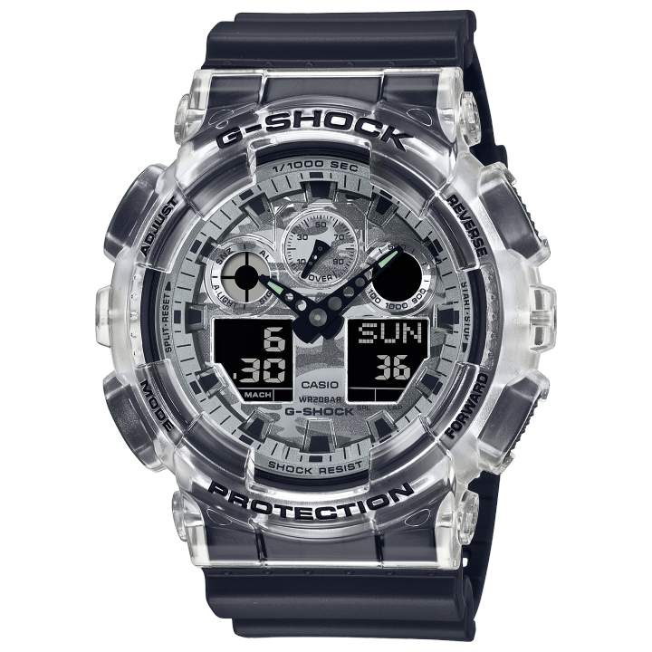 Casio G-Shock (GA-100SKC-1ADR) Black Resin Strap Clear Bezel