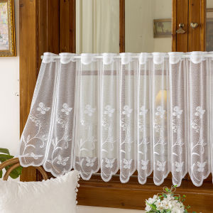 The joy of home Lace Cafe Curtain Ring Top Light Filter Privacy Sheer Window Panel Dapur Bathroom Half Window Dekor Rumah