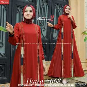 Gamis Abaya Turki Terbaru 2024 Hitam Ibu dan Anak Terbaru Jersey mix Ceruti Aplikasi Mote dan Bordir Hawa 668
