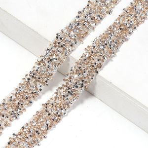 FLORI Tinh thể nhựa Dải băng trang trí bằng đá pha lê Đồ trang trí Phụ Kiện May Mặc Ruy băng may vá pha lê Lớp dán tự dính Dây xích tự dính Trang sức tự làm