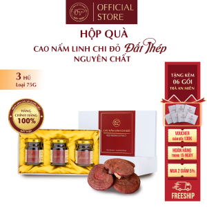 Trà Cao Nấm Linh Chi đỏ Đất Thép nguyên chất [Hũ 75g hoặc Hộp quà 3 hũ 75g x 3] - Giải độc gan - Ổn định đường huyết - Hàng chính hãng