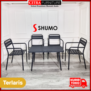 SHUMO Kursi Teras Cafe Besi Industrial 4 Kursi - Star Series
