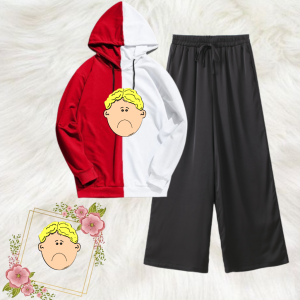 Joy Sana Baju Setelan Oneset Wanita Terbaru Atasan Hoodie Kombinasi Dan Celana Kulot Motif Sad Boy