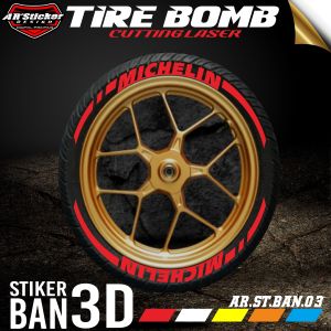 Sticker Font Ban Tire Bomb 3D Motif Michelin Stiker Ban Motor Mobil  Simpel .AR 03