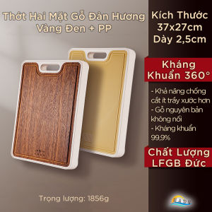 Thớt Gỗ Đàn Hương 2 Mặt SSGP 37x27cm Thớt Kháng Khuẩn 99.9% Chống Mốc Viền Nhựa PP Chống Sốc Tích Hợp Chỗ Mài Gừng Tỏi Cao Cấp Đạt Chất Lượng LFGB Đức