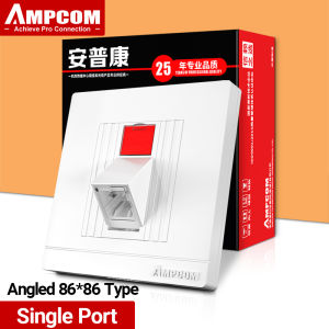 AMPCOM ไฟเบอร์ออปติกมุมแผ่นผนัง LC SC FC ST Simplex Duplex FTTH ไฟเบอร์ C Oupler อะแดปเตอร์ Keystone Faceplate 86*86ประเภท