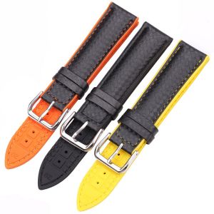 Watchbands Leather + Rubber Women Men 18mm 20mm 22mm Watch Strap Bracelet With Steel Buckle Black Yellow Orange2026