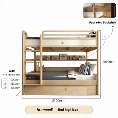 White Wax Wood Bed Multifunction HDB Double Deck For Kids | Large Storage + High Quality Bunk Bed