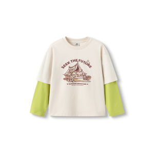 เสื้อยืด Balabala แขนเสื้อสั้นเด็กผู้ชายเด็กพิมพ์ลายผ้าฝ้าย2025ฤดูใบไม้ผลิฤดูร้อน