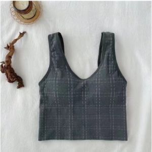 Tokofashion Tanktop Wanita Motif Kotak Bra Wanita Model Pakaian Dalam Wanita Crop Top Rajut BR864