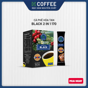 K COFFEE - Cà phê đen hòa tan Black 2in1 hộp 170g (10 gói x 17g) - Đậm vị đắng thanh