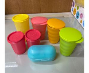 Tupperware Set: Small Cup Bottle Egg Container #Food #Storage