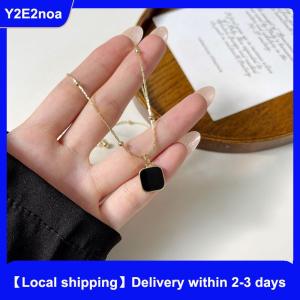 【Local shipping】 Black Exquisite Minimalist Square Pendant Choker Chains Fashion Necklace For Women Jewelry Party Gifts