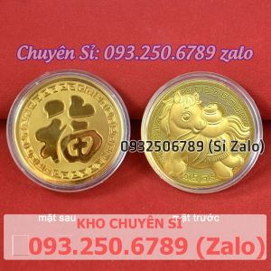 ĐỒNG XU NGỰA VÀNG KÈM TÚI LỘC may mắn cát tường - MẪU 2