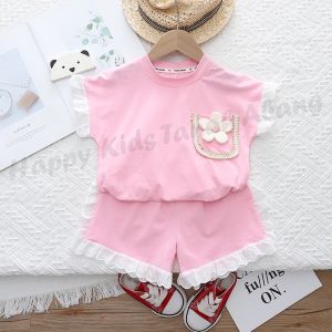 SETELAN ANAK PEREMPUAN KEKINIAN WARNA PINK MOTIF BUNGA LUCU / SETELAN ANAK PEREMPUAN MODEL TERBARU