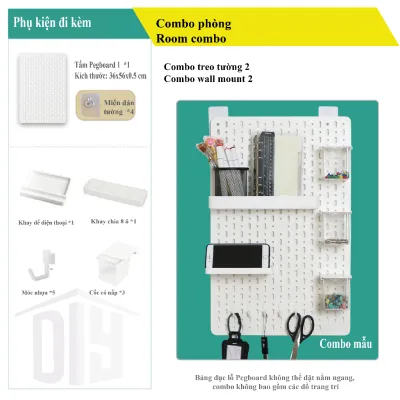 Pegboard để bàn combo để đồ bàn học phòng khách phòng bếp