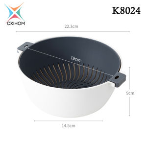 Oxihom K802 Series Mangkok Baskom Saringan Ganda Buah dan Sayur Drain Basket