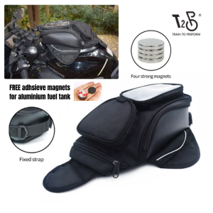 T2P Motorcycle Magnetic Tank Bag Universal With Rain Cover Oxford Fabric with Strong Magnet Storage