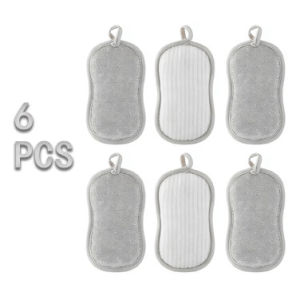 12pcs Super Absorbent Double-Sided Microfiber Scrub Sponges for Kitchen and Bathroom Cleaning