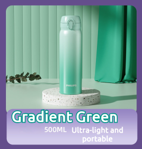 Philips Thermos Flask 500ML Minimalist One-Click Pop-up Lid 316 Stainless Steel High-Value Gradient Thermal Flask for Men and Women Portable Car Cup