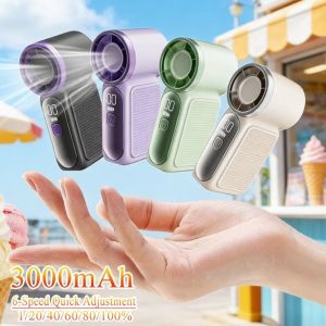 UNIFORM SATURATE82UN5 LED Display Mini Handheld Fan High Speed Turbo 100 Adjustable Settings Turbo Fan Portable USB Rechargeable Desk Fan Travel