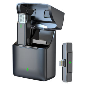 Wireless lavalier microphone suitable for Android iOS mini laptop microphone plug and play with charging case noise reduction 7 hours working time