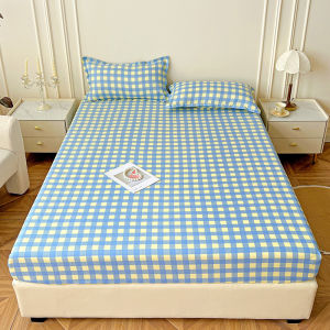 Dansunreve Khăn Trải Giường tấm ga trải giường kẻ sọc 3in1 phong cách Ins cotton được giặt hoàn toàn đơn/siêu đơn/Nữ Hoàng/vải lanh giường cỡ vua