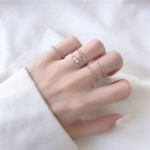 Set Cincin Mutiara Pearl Wave Ring Set Minimalist Elegant Vintage Style Korean Fashion Jewelry Gift