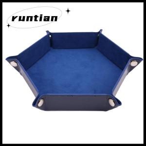 runtian Hộp khay xúc xắc có thể gập lại khay vuông đựng xu hình lục giác gấp bằng da PU trò chơi xúc xắc