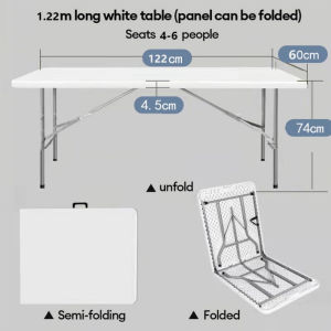 6 FT Folding Table  Heavy Duty Outdoor Picnic Camping Home Portable Waterproof Black/White Table