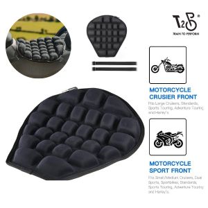 T2P Motorcycle Seat Cushion Air Fillable Seat Pad Shock Absorption Down Seat Pad Pressure Relief Motorbike Crusing