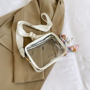 R3LRW0X Storage Bag Transparent Jelly Crossbody Bag Clear Jelly Bag PVC Shoulder Bag Cute Cosmetic Bag Transparent Handbag Ladies