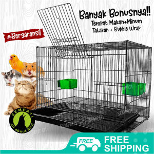 SEMPATI Sangkar Kandang Umbaran Kucing 48x31 cm Size M Medium Eco Free 2 Cepuk Plastik Plus Tatakan Kandang Besi Lipat Kucing Cat Kitten Anjing Hamster Sugar Glider Lovebird Parkit Kenari