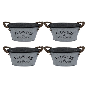 4 cái kim loại hình bầu dục chậu trồng cây hoa trang trí xô cho đám cưới và các bên trong nhà cắm hoa container