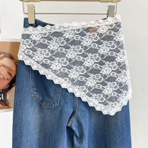 GENENIC Y2K Lace Half Skirt Trendy Flower Embroidery Triangle Short Skirt Outwear Mini Skirt Soft Gauze Skirt Skirt Accessories