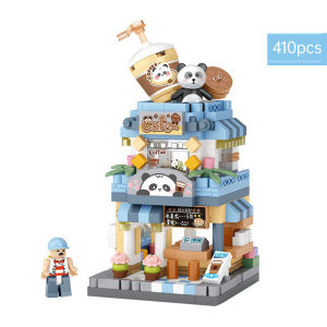 City Street View Building Block Set DIY Ice Cream Coffee Flower Shop Model Building Toy Ideal for Home Decor and Holiday Gifts