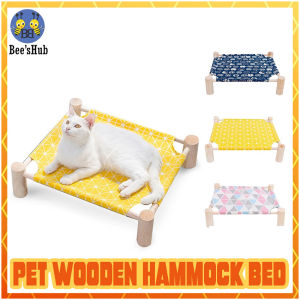 Pet Dog Cat Hammock Bed Summer Cool Hanging Mat Bed Washable Detachable Wooden Camp Bed Accessories (No Specific Color)
