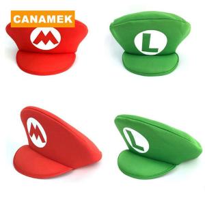 【CANAMEK】 Anime game Super Luigi Brothers Cosplay Hat Adult Children Halloween Costume