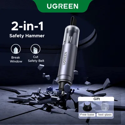 UGREEN Car Safety Hammer 2-in-1 Emergency Escape Tool [Glass Breaker + Seat Belt Cutter] Rapid Breaking Even Underwater Handy Base for Quick Access Essential Car Survival Kit