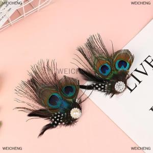 [COD] WEICHENG Cute Peacock Feather Hair Clip Beautiful And Stylish Feather Facinator Hairclip Fashion Hair Decor Hair Clip For Girls
