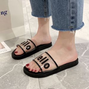 IDEALIFESHOES SENDAL SANDAL SLOP TULISAN HELLO PINK DAN HITAM SEPATU WANITA ABG SENDEL SELOP CEWEK IMPORT