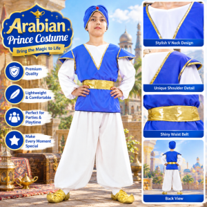 Kids Boys Aladdin Dress Up Costume Children School Presentation Themed Party Stage Performance Cosplay Set