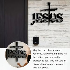 Black Metal Cross Wall Art Hanging Christians Hanging 3D Home Art Decoration Bring Good Luck
