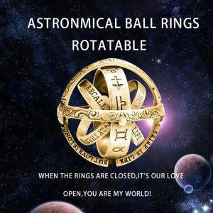 Astronomical Sphere Anamorphic Spinning Ring Ring Rotatable Chain Finger Ring Couple Pendant