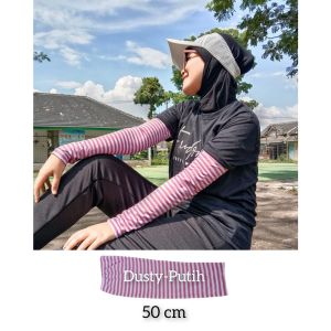 Manset Tangan Stripe Panjang 50cm Mangset Lengan Salur Wanita Dan Pria Bahan Kaos Rayon Motif Garis