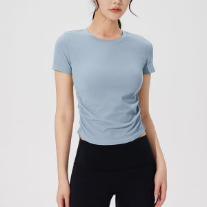 Áo thể thao croptop nữ AMI MEDEA chất dệt kim chun eotập gymyogađạp xepickleballtennis T2481