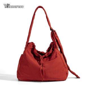 Chic Nylon Hobo Bag for Women with Drawstring Closure Ideal for Casual Work and Travel Needs