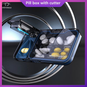 HKStorage Portable Medicine Organizer Box Pill Cutter Separate Divider 7 Days Travel Pill Case Container Dispenser Storage